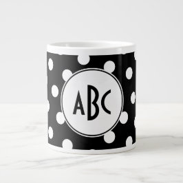 Zwart-wit Stippen Monogram Grote Koffiekop