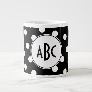 Zwart-wit Stippen Monogram Grote Koffiekop