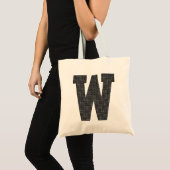 Zwart-wit Stippen Monogram Tote Bag (Voorkant (product))