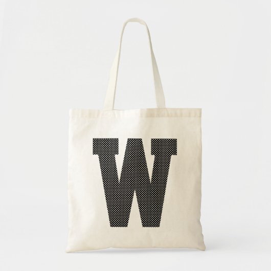 Zwart-wit Stippen Monogram Tote Bag (Voorkant)