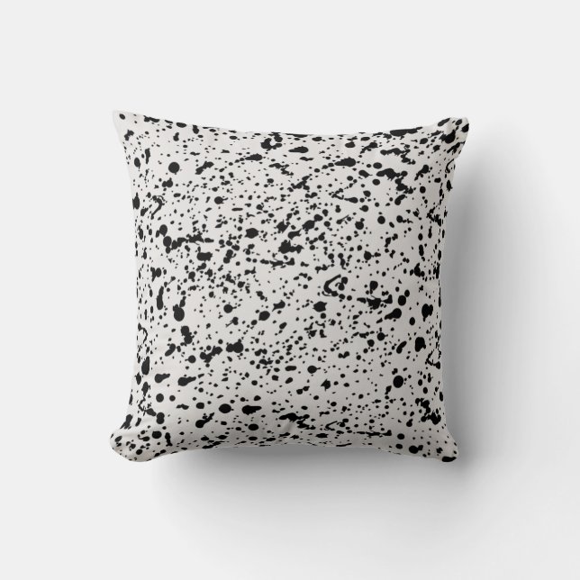 Zwart-wit Stippen Patroon Kussen (Voorkant)