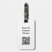 Zwart-wit Stippen Patroon Monogram QR-code Bagagelabel (Achterkant verticaal)