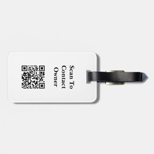 Zwart-wit Stippen Patroon Monogram QR-code Bagagelabel (Achterkant horizontaal)