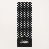 Zwart-wit stippen retro patroon Monogram Yogamat (Voorkant)