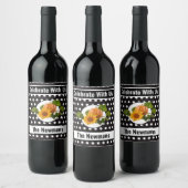 Zwart-wit Stippen Thanksgiving Wijn Etiket (Flessen)