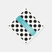 Zwart & Wit Stippen Turquoise Lint Huwelijk Servet (Hoek)