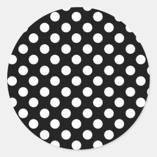 Zwart & Wit Stippen Verjaardagsfeestje Ronde Sticker