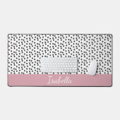 Zwart-wit Stippenpatroon Aangepaste Naam Bureaumat (Keyboard & Muis)