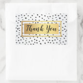 Zwart-wit stippenpatroon, gouden lijst Bedankt Rechthoekige Sticker (Tas)