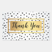 Zwart-wit stippenpatroon, gouden lijstje Dank je w Rechthoekige Sticker (Voorkant)