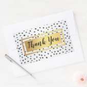 Zwart-wit stippenpatroon, gouden lijstje Dank je w Rechthoekige Sticker (Envelop)