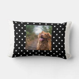 Zwart-wit stippenpatroon Hond foto Kussen
