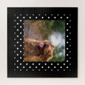 Zwart-wit stippenpatroon Hond foto Legpuzzel (Horizontaal)