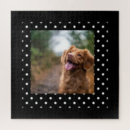 Zwart-wit stippenpatroon Hond foto Legpuzzel
