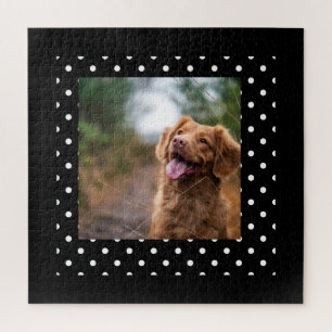 Zwart-wit stippenpatroon Hond foto Legpuzzel