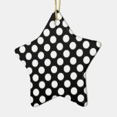 Zwart-wit Stippenpatroon Keramisch Ornament (Links)