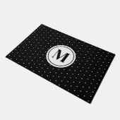 Zwart-wit Stippenpatroon Monogram Deurmat (Schuin)