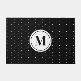 Zwart-wit Stippenpatroon Monogram Deurmat