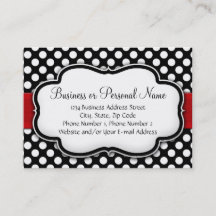 Zwart/Wit Stippenpatroon Rode Lint