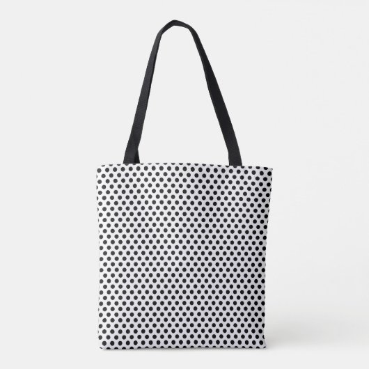 Zwart-wit Stippenprint Stippen Tote Bag (Achterkant)