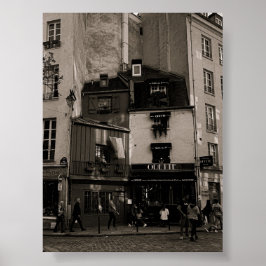 Zwart-wit straatfotografie in Parijs Poster