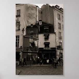 zwart-wit straatfotografie in Parijs Poster