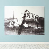 Zwart-wit straatteken canvas afdruk (Insitu (Houten vloer))
