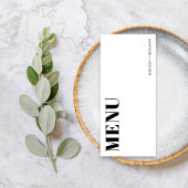 Zwart-wit, strak minimalistisch modern bruiloftsfe menu