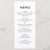 Zwart-wit, strak minimalistisch modern bruiloftsfe menu (Voorkant)