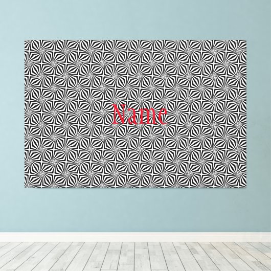 Zwart wit stralend patroon Thunder_Cove Canvas Afdruk (Insitu (Houten vloer))