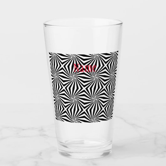 Zwart wit stralend patroon Thunder_Cove Glas (Voorkant)