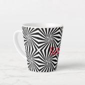 Zwart wit stralend patroon Thunder_Cove Latte Mok (Linkerhoek)