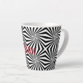 Zwart wit stralend patroon Thunder_Cove Latte Mok (Rechterhoek)