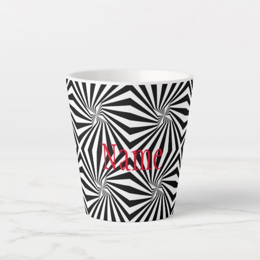 Zwart wit stralend patroon Thunder_Cove Latte Mok (Voorkant)