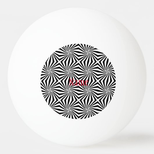 Zwart wit stralend patroon Thunder_Cove Pingpongbal (Voorkant)