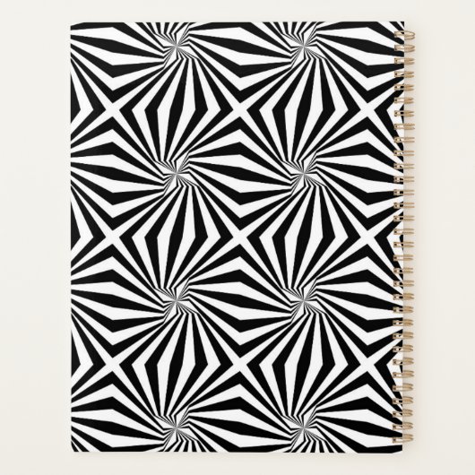 Zwart wit stralend patroon Thunder_Cove Planner (Achterkant)