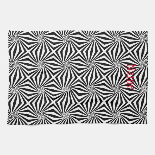 Zwart wit stralend patroon Thunder_Cove Theedoek (Horizontaal)