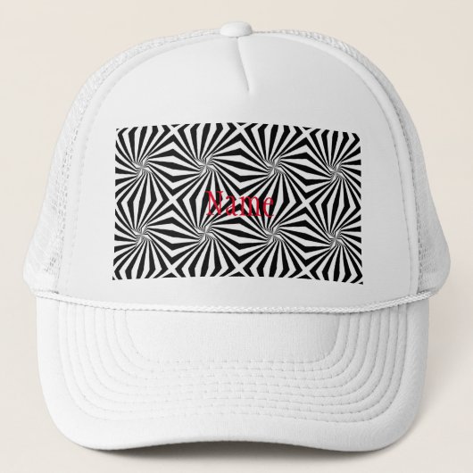 Zwart wit stralend patroon Thunder_Cove Trucker Pet (Voorkant)