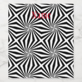 Zwart wit stralend patroon Thunder_Cove Wijn Etiket (Enkel label)