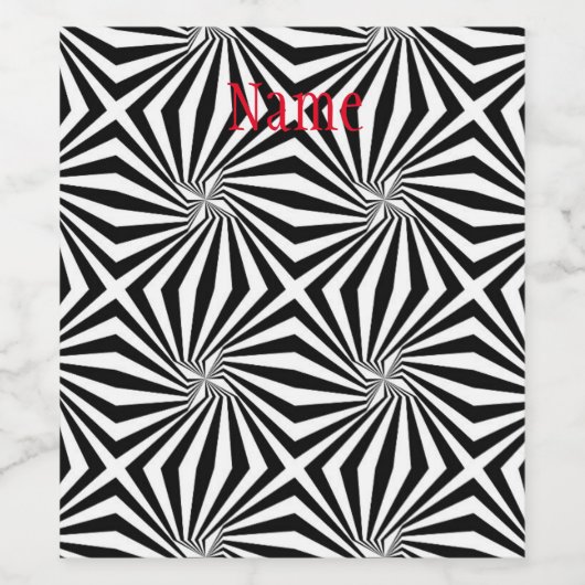 Zwart wit stralend patroon Thunder_Cove Wijn Etiket (Enkel label)