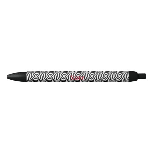 Zwart wit stralend patroon Thunder_Cove Zwarte Inkt Pen (Voorkant)