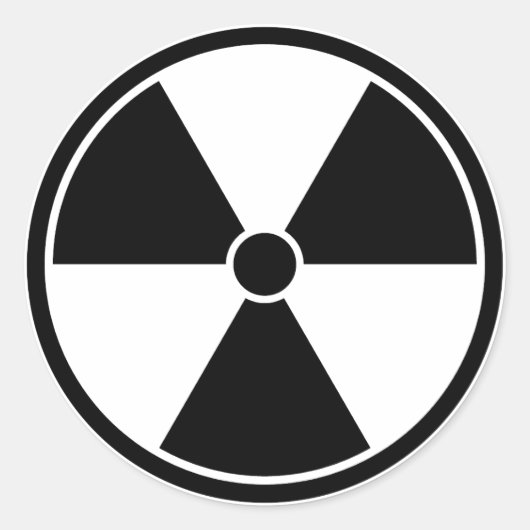 Zwart-wit stralingssymbool Sticker (Voorkant)