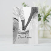 Zwart-wit strand bruiloft bedankt (Staand voorkant)