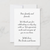 Zwart-wit strand bruiloft bedankt (Achterkant)