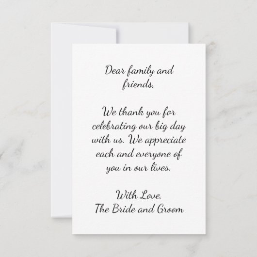 Zwart-wit strand bruiloft bedankt (Achterkant)
