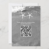 Zwart wit strand foto zeester QR code bruiloft Kaart (Achterkant)