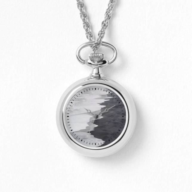 Zwart-wit strand landschap horloge (Voorkant)
