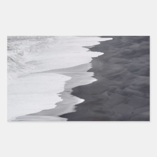 Zwart-wit strand landschap rechthoekige sticker (Voorkant)