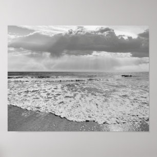 Zwart-wit strand Ocean Zee Foto 194 Poster