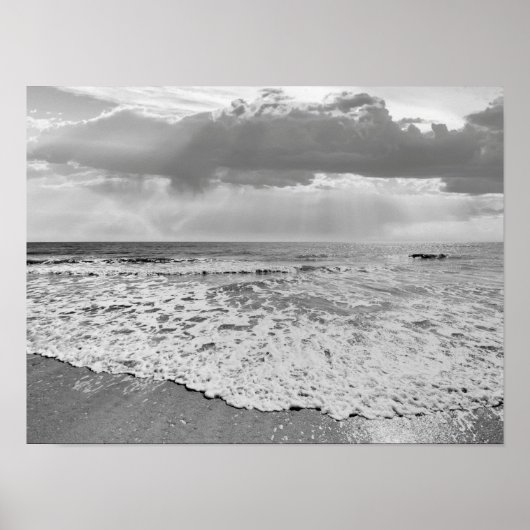 Zwart-wit strand Ocean Zee Foto 194 Poster (Voorkant)